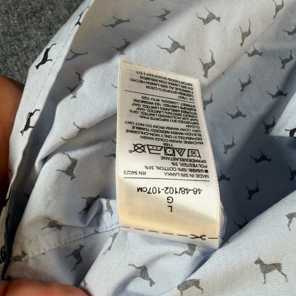 Banana Republic Mens Large Slim Flex Fit Tech Cotton Doberman Dog Shirt #3651